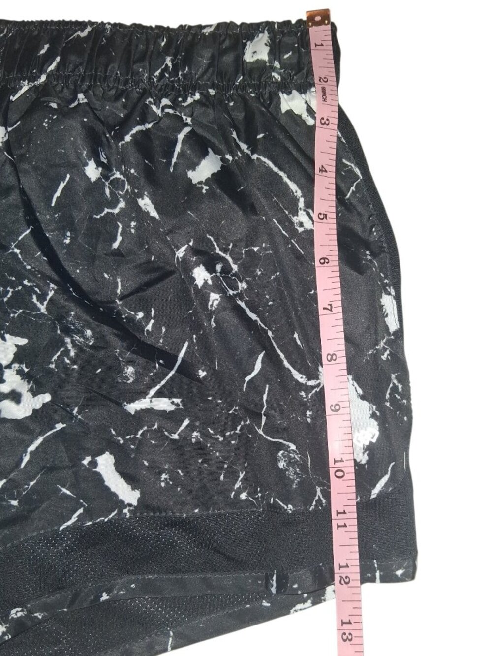LEG3ND Black White Marble Athletic Running Shorts XL Lined Elastic Waist Gym - Picture 9 of 9